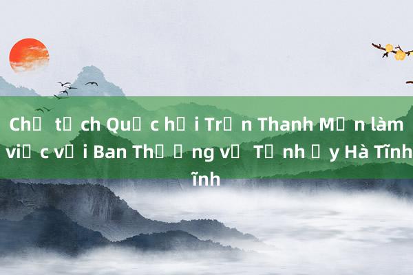 Chủ tịch Quốc hội Trần Thanh Mẫn làm việc với Ban Thường vụ Tỉnh ủy Hà Tĩnh